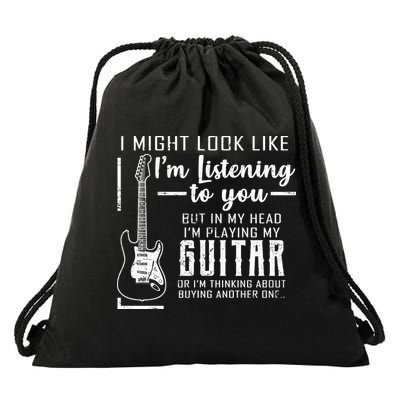 I Might Look Like I'm Listening To You Music Guitar Drawstring Bag