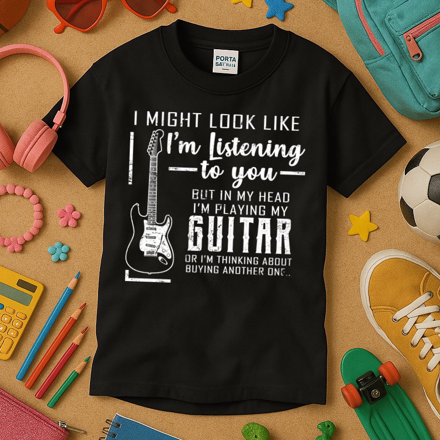 I Might Look Like I'm Listening To You Music Guitar Kids T-Shirt