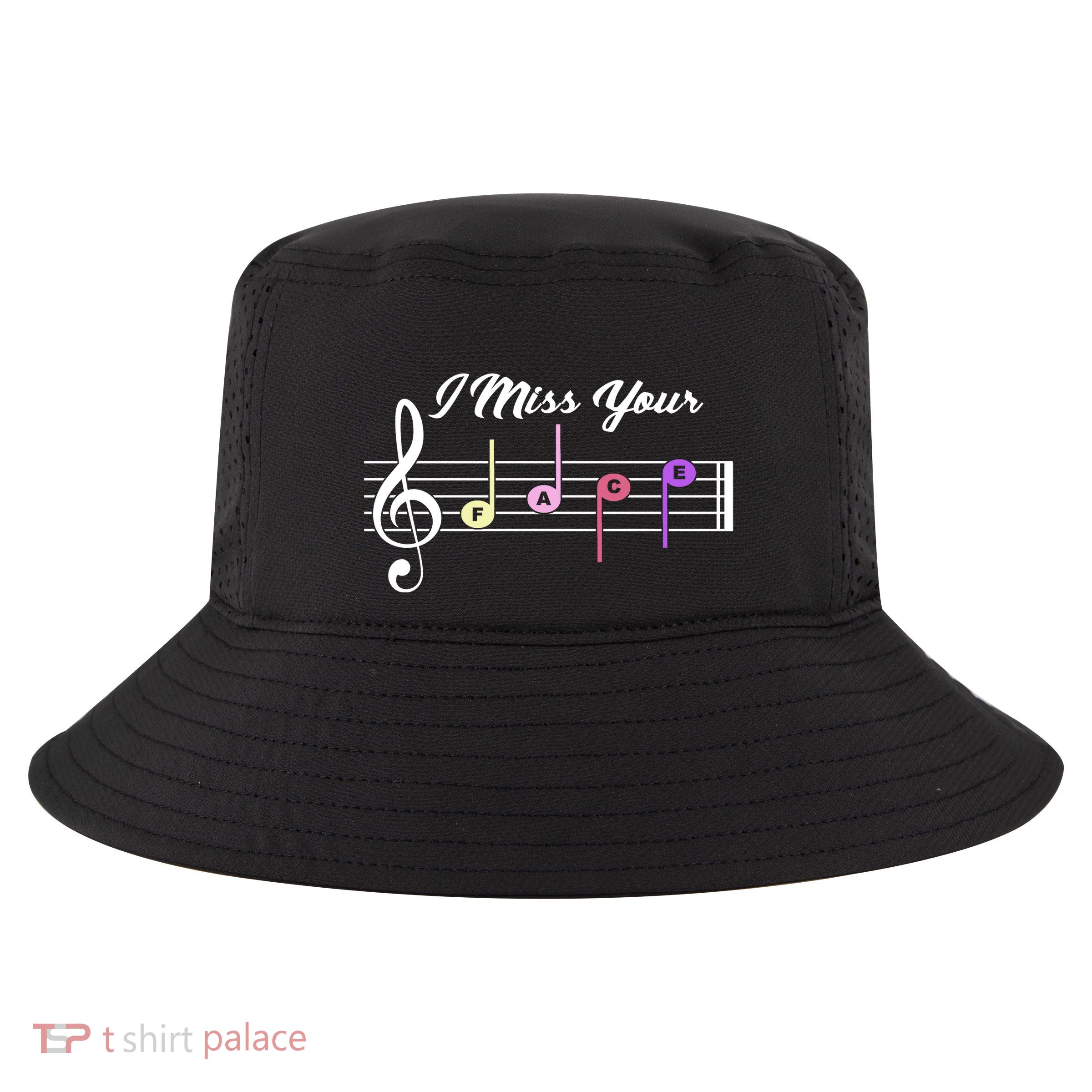 I Miss Your Face Music Notes Cool Comfort Performance Bucket Hat