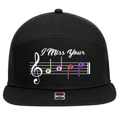 I Miss Your Face Music Notes 7 Panel Mesh Trucker Snapback Hat