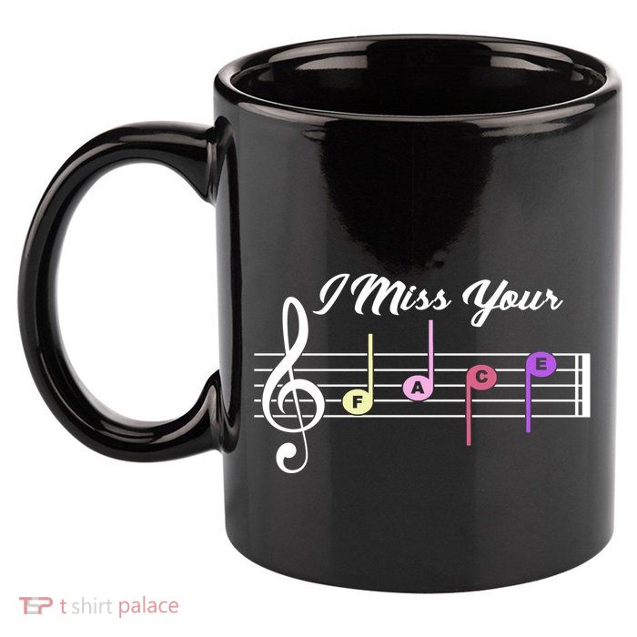 I Miss Your Face Music Notes 11oz C Handle Ceramic Mug