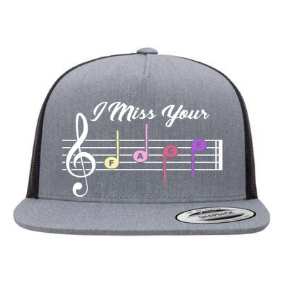 I Miss Your Face Music Notes Flat Bill Trucker Hat