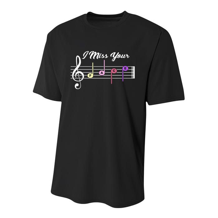 I Miss Your Face Music Notes Youth Performance Sprint T-Shirt