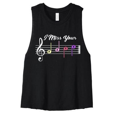 I Miss Your Face Music Notes Women's Racerback Cropped Tank