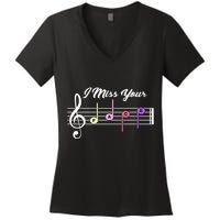 I Miss Your Face Music Notes Women's V-Neck T-Shirt