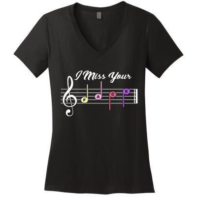 I Miss Your Face Music Notes Women's V-Neck T-Shirt