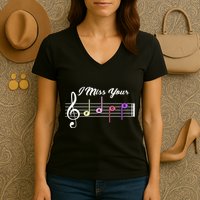 I Miss Your Face Music Notes Women's V-Neck T-Shirt