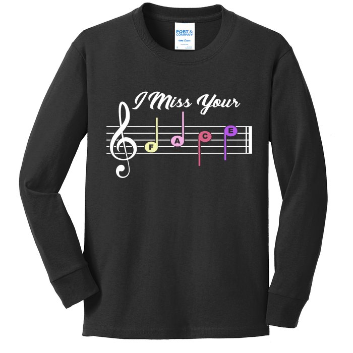 I Miss Your Face Music Notes Kids Long Sleeve Shirt