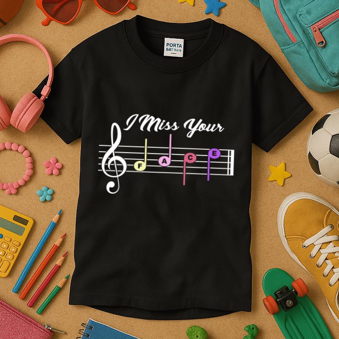 I Miss Your Face Music Notes Kids T-Shirt