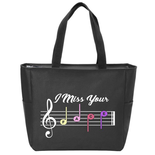 I Miss Your Face Music Notes Zip Tote Bag