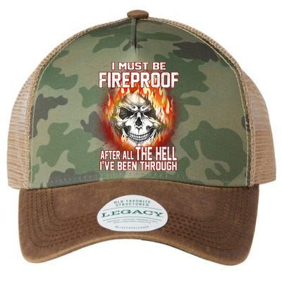 I Must Be Fireproof After All The Hell I've Been Through Legacy Tie Dye Trucker Hat