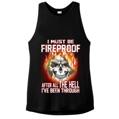 I Must Be Fireproof After All The Hell I've Been Through Ladies PosiCharge Tri-Blend Wicking Tank
