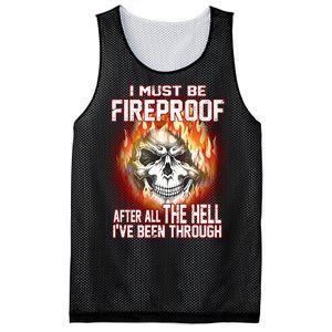 I Must Be Fireproof After All The Hell I've Been Through Mesh Reversible Basketball Jersey Tank