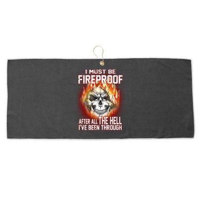 I Must Be Fireproof After All The Hell I've Been Through Large Microfiber Waffle Golf Towel