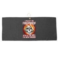 I Must Be Fireproof After All The Hell I've Been Through Large Microfiber Waffle Golf Towel