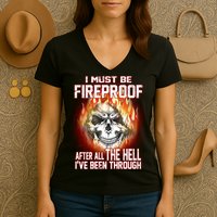 I Must Be Fireproof After All The Hell I've Been Through Women's V-Neck T-Shirt