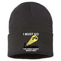 I Must Go The Video Game Needs Me Sustainable Knit Beanie