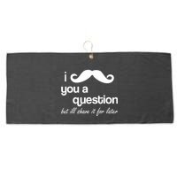 I Mustache You A Question But Ill Shave It For Later Large Microfiber Waffle Golf Towel