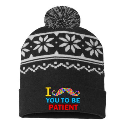 I Mustache You To Be Patient Autism USA-Made Snowflake Beanie