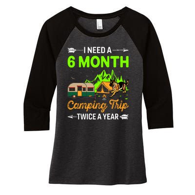 I Need A 6 Month Camping Trip Twice A Year Women's Tri-Blend 3/4-Sleeve Raglan Shirt