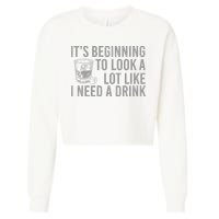 I Need A Drink Cropped Pullover Crew