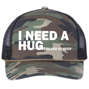 I Need A Hug Huge Glass Of Beer Retro Rope Trucker Hat Cap