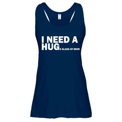 I Need A Hug Huge Glass Of Beer Ladies Essential Flowy Tank
