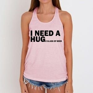 I Need A Hug Huge Glass Of Beer Women's Knotted Racerback Tank