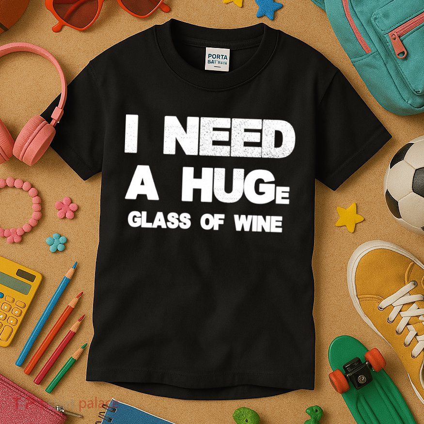 I Need a HUGe Glass of Wine Kids T-Shirt