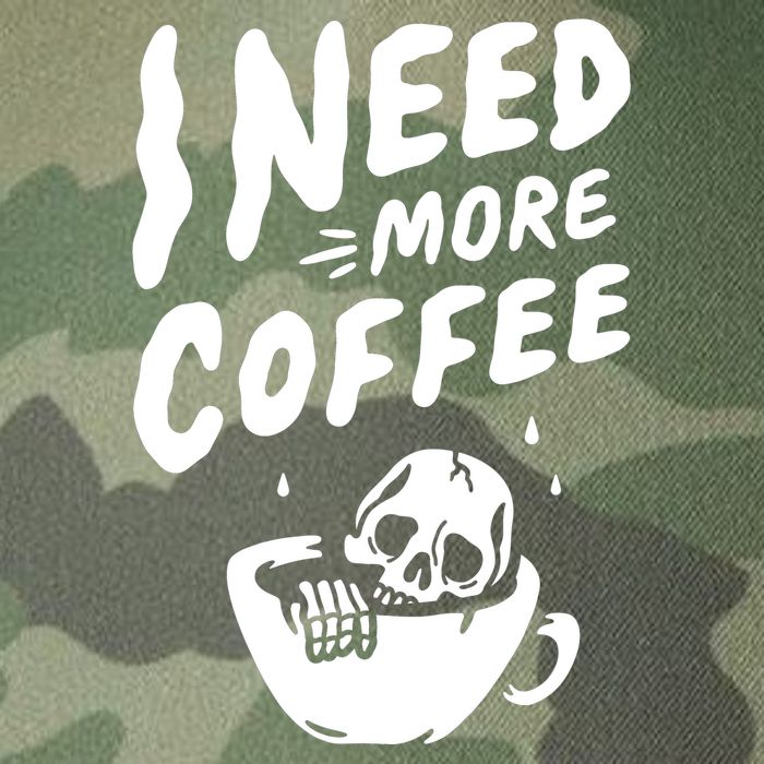 I Need More Coffee Funny Skeleton Legacy Tie Dye Trucker Hat