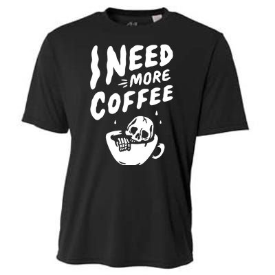 I Need More Coffee Funny Skeleton Cooling Performance Crew T-Shirt