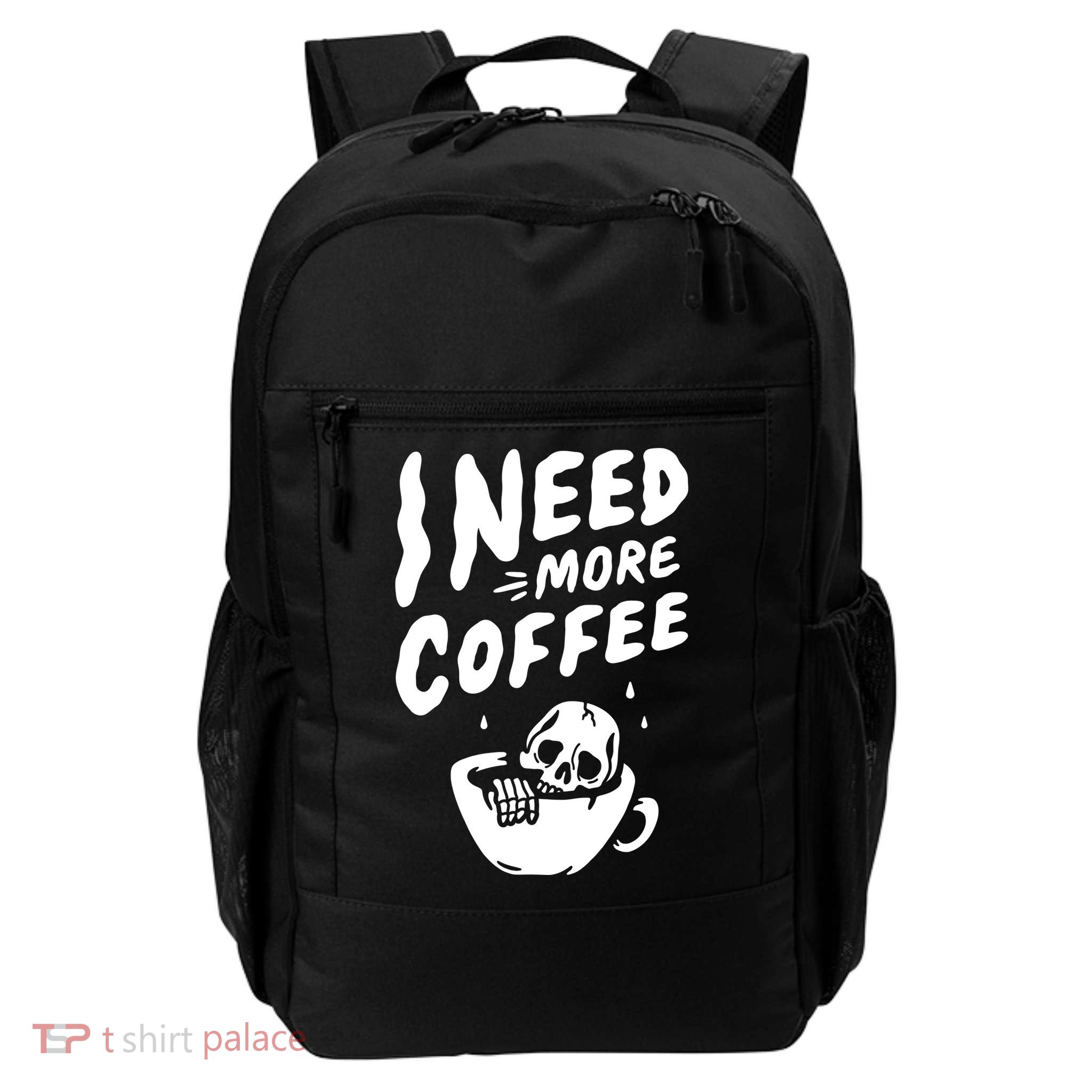 I Need More Coffee Funny Skeleton Backpack