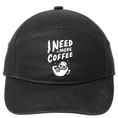 I Need More Coffee Funny Skeleton 7-Panel Snapback Hat