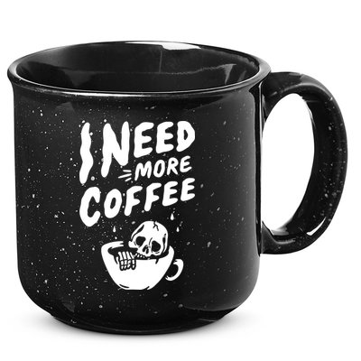 I Need More Coffee Funny Skeleton 15oz Campfire Ceramic Mug