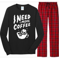 I Need More Coffee Funny Skeleton Long Sleeve Pajama Set