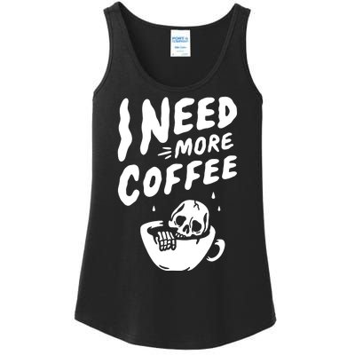 I Need More Coffee Funny Skeleton Ladies Essential Tank