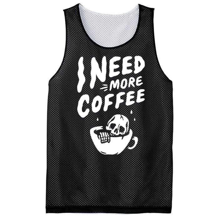 I Need More Coffee Funny Skeleton Mesh Reversible Basketball Jersey Tank