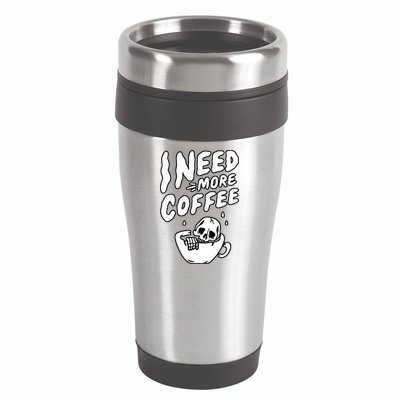 I Need More Coffee Funny Skeleton 16oz Travel Tumbler