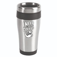 I Need More Coffee Funny Skeleton 16oz Travel Tumbler