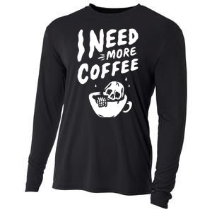 I Need More Coffee Funny Skeleton Cooling Performance Long Sleeve Crew