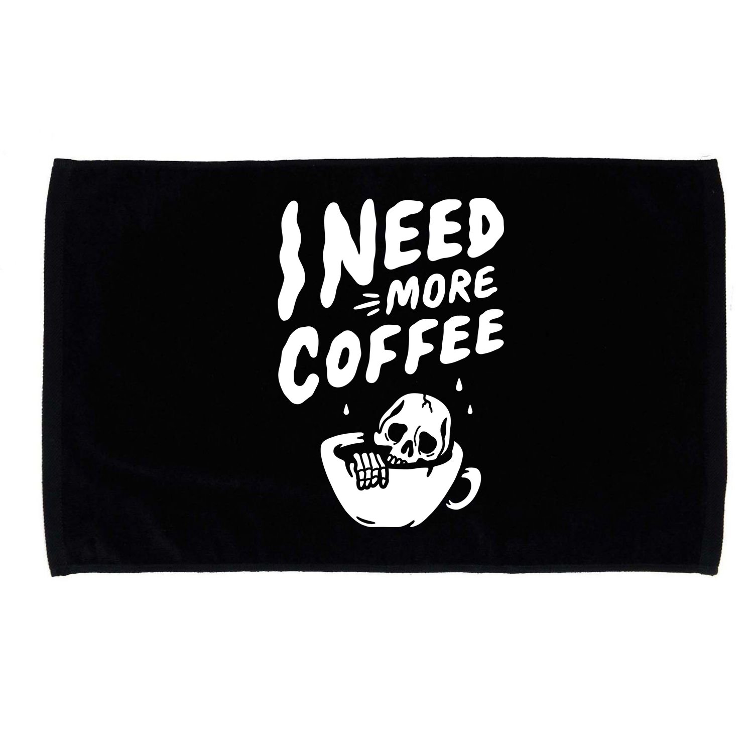 I Need More Coffee Funny Skeleton Microfiber Hand Towel