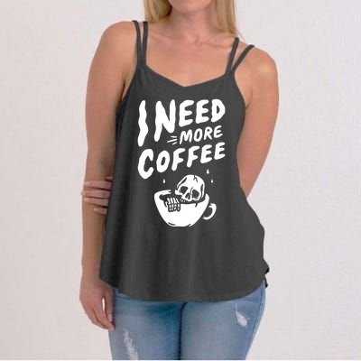 I Need More Coffee Funny Skeleton Women's Strappy Tank