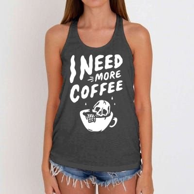 I Need More Coffee Funny Skeleton Women's Knotted Racerback Tank