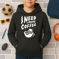 I Need More Coffee Funny Skeleton Kids Hoodie