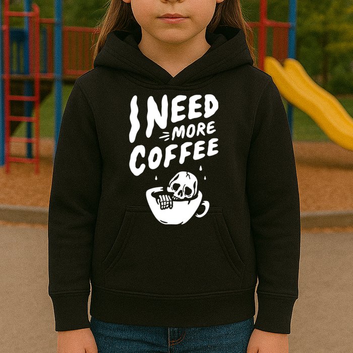 I Need More Coffee Funny Skeleton Kids Hoodie