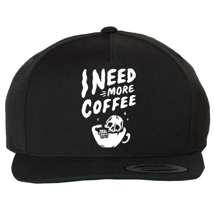 I Need More Coffee Funny Skeleton Wool Snapback Cap