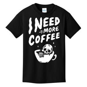 I Need More Coffee Funny Skeleton Kids T-Shirt