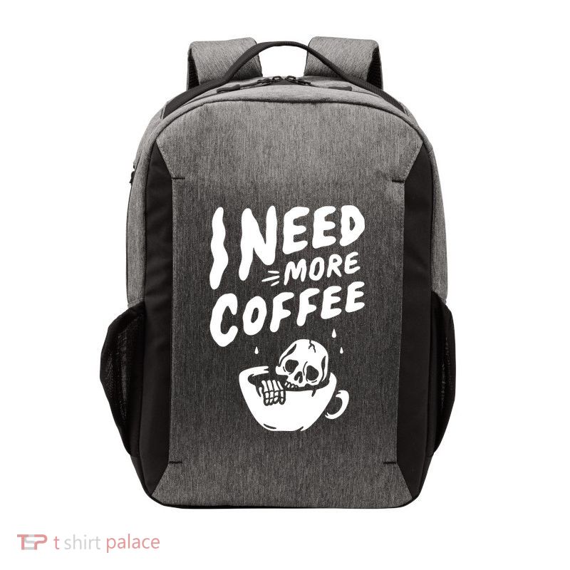 I Need More Coffee Funny Skeleton Vector Backpack