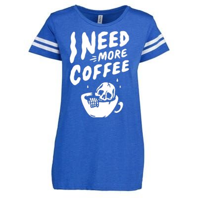 I Need More Coffee Funny Skeleton Enza Ladies Jersey Football T-Shirt