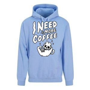 I Need More Coffee Funny Skeleton Unisex Surf Hoodie